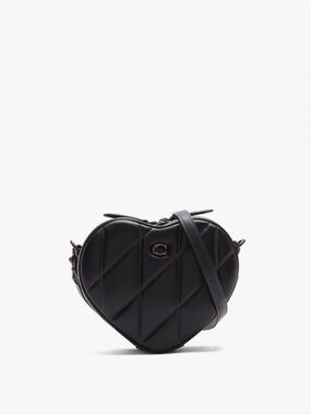 NWT Coach Heart Crossbody Bag With Quilting, Black/Pewter